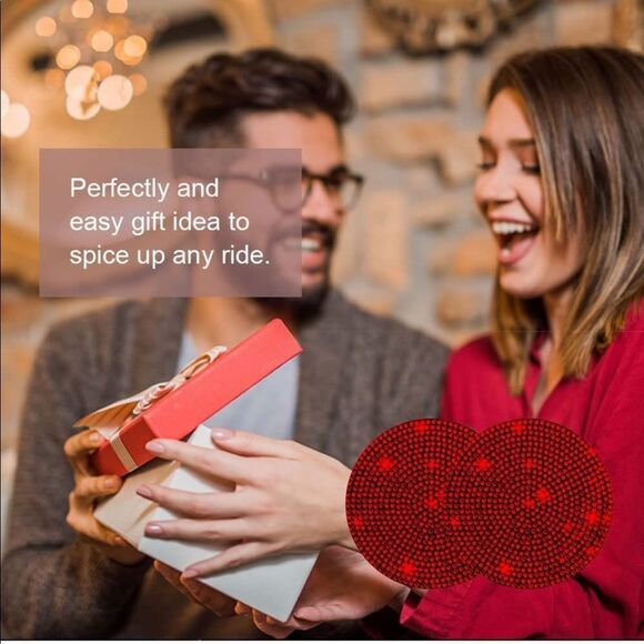 Red Bling Rhinestone Car Coasters for Cup Holder 2 Pack - Picture 4 of 5